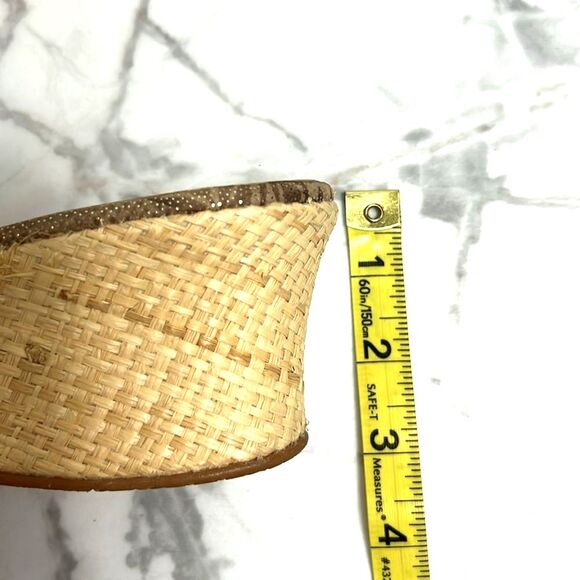 Stuart Weitzman Woven Straw Wedge Sandals with Metallic Details Size 8.5M - Picture 9 of 11